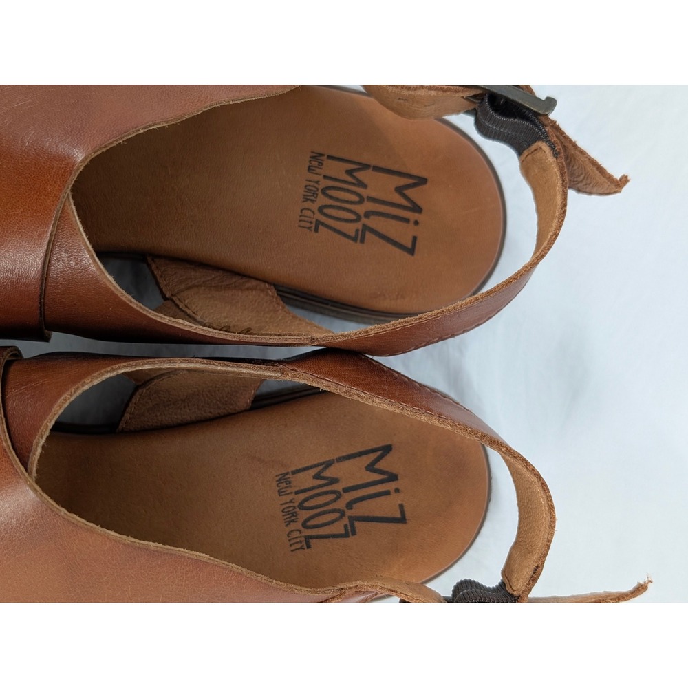 Miz Mooz Denver Brown Leather Slingback Flat Sandals Womens 38 Made in Portugal - Picture 9 of 10